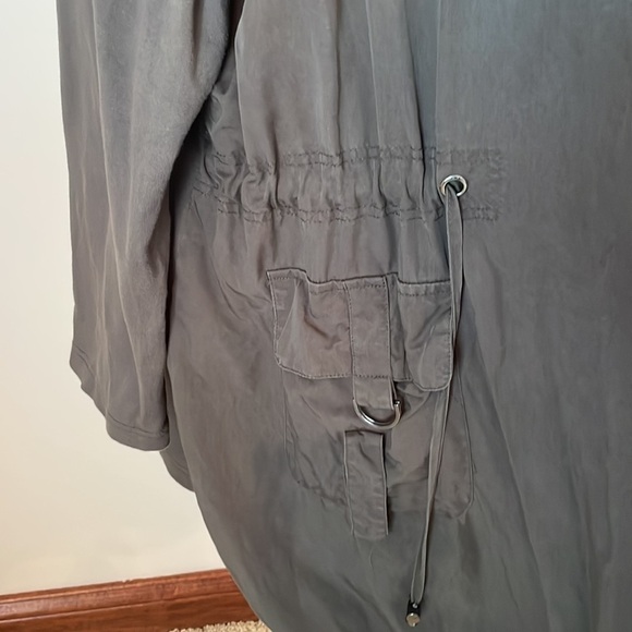 Dalia Anorak Jacket SZ 3X Olive Green Drawstrings Open Front Stretchy Lined - Picture 7 of 14